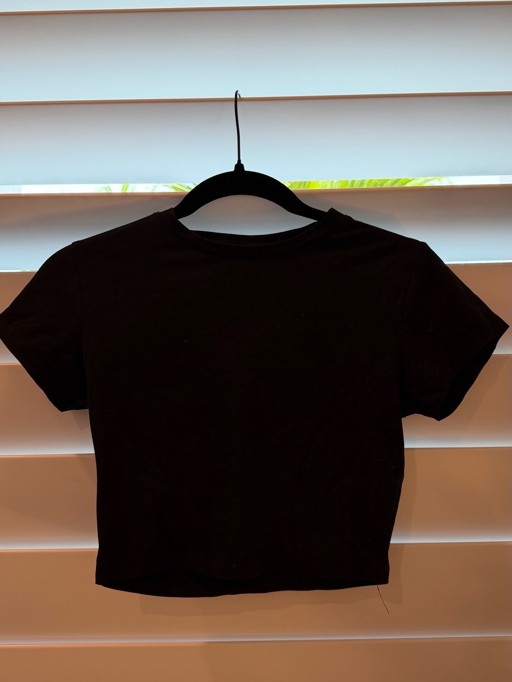 Classic Black Crop T-Shirt - Women's Basic Crew Neck